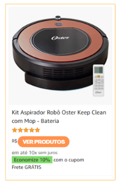 Kit Aspirador Robô Oster keep Clean com mop - bateria na Amazon
